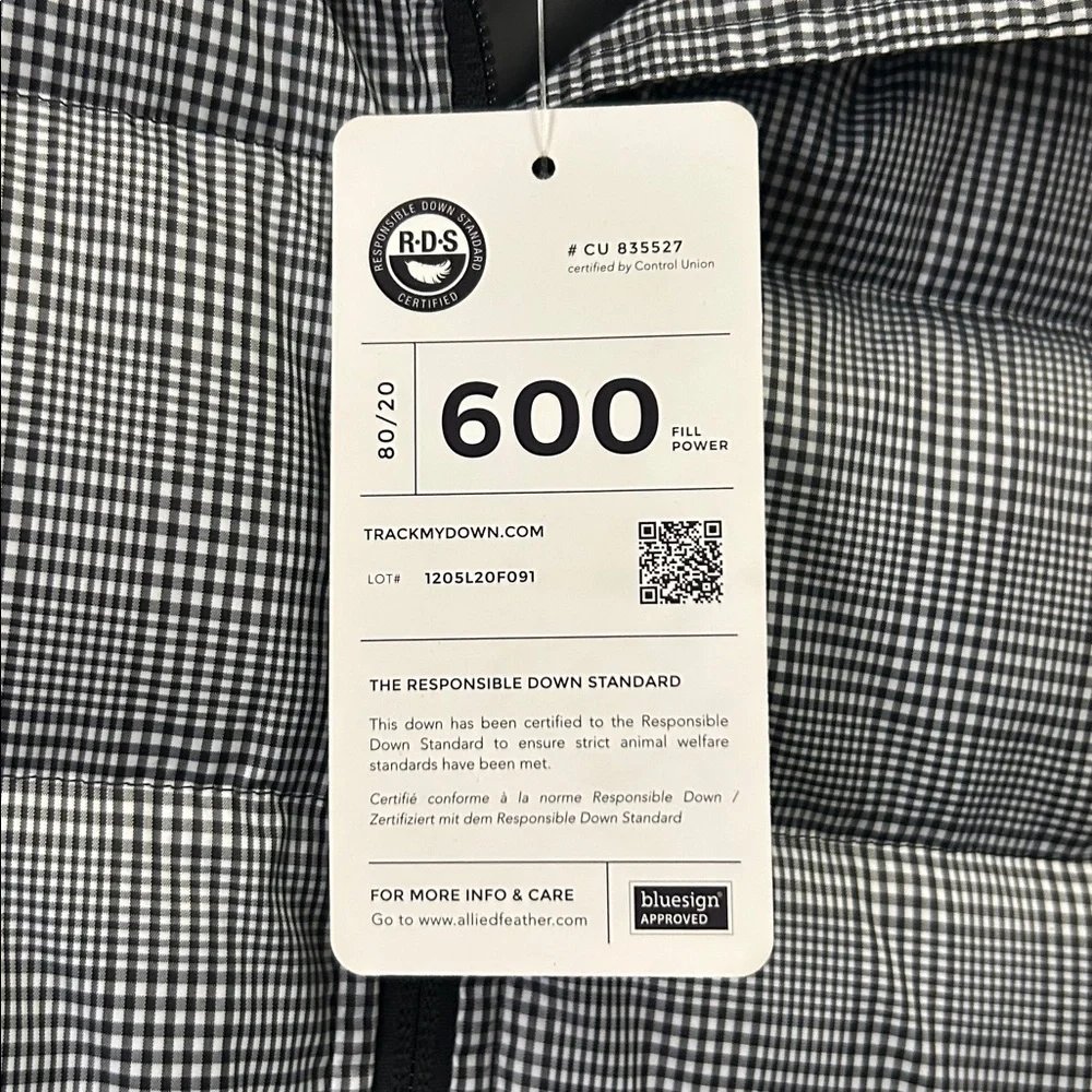 NWT Lands End Black and White Houndstooth Down Puffer Vest  Medium Petite - Picture 3 of 5